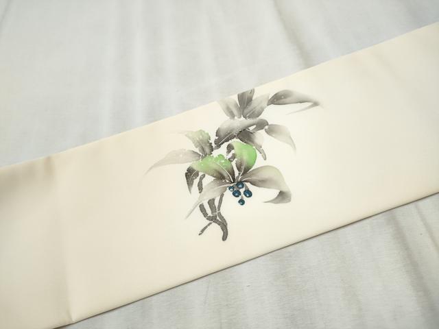 平和屋着物●九寸名古屋帯　手描き　枝葉文　CABD5855hy