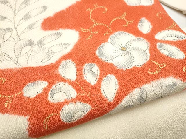 平和屋着物●九寸名古屋帯　辻が花　金彩　鬼しぼ縮緬　正絹　逸品　CABD5856hy