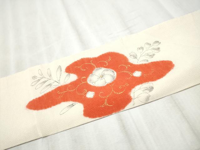 平和屋着物●九寸名古屋帯　辻が花　金彩　鬼しぼ縮緬　正絹　逸品　CABD5856hy