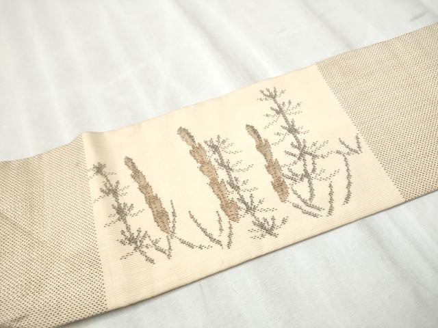 平和屋着物●本場大島紬　白大島　7マルキ　総絣　九寸名古屋帯　つくし　正絹　逸品　CABD5857hy