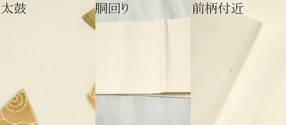 平和屋着物●塩瀬　九寸名古屋帯　餅つき　金彩　正絹　逸品　CABD5859hy