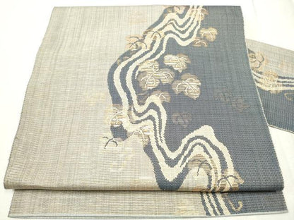 平和屋着物●本場筑前博多織 八寸名古屋帯 流水蔦の葉文 金糸 正絹 逸品 CABD5861hy
