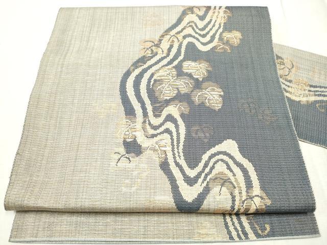 平和屋着物●本場筑前博多織 八寸名古屋帯 流水蔦の葉文 金糸 正絹 逸品 CABD5861hy