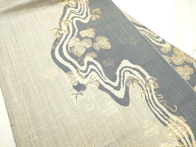平和屋着物●本場筑前博多織 八寸名古屋帯 流水蔦の葉文 金糸 正絹 逸品 CABD5861hy