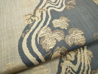 平和屋着物●本場筑前博多織 八寸名古屋帯 流水蔦の葉文 金糸 正絹 逸品 CABD5861hy
