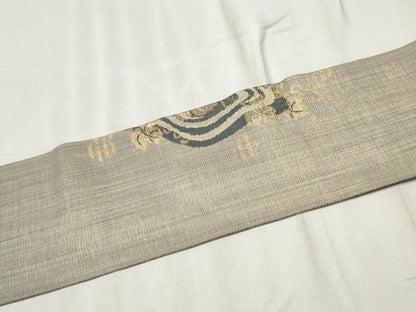 平和屋着物●本場筑前博多織 八寸名古屋帯 流水蔦の葉文 金糸 正絹 逸品 CABD5861hy