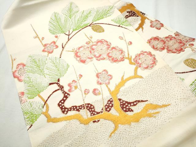 平和屋着物●龍村美術織物　たつむら　九寸名古屋帯　寿松梅枝文　金銀糸　正絹　逸品　CABD5866hy