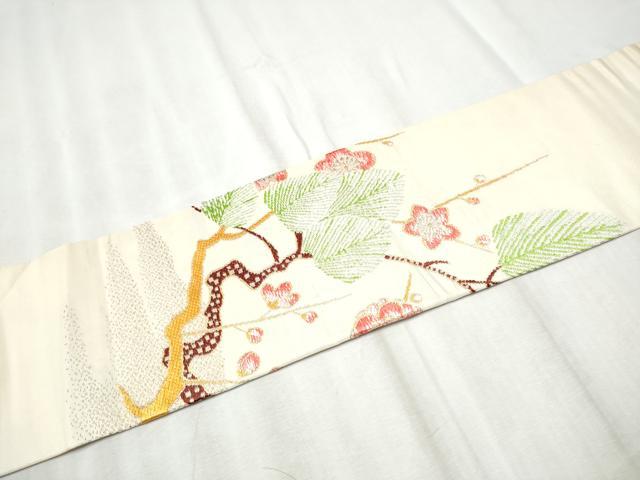 平和屋着物●龍村美術織物　たつむら　九寸名古屋帯　寿松梅枝文　金銀糸　正絹　逸品　CABD5866hy