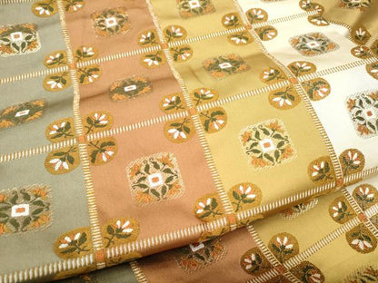 平和屋着物●九寸名古屋帯　竹屋町刺繍　格子花文　金糸　正絹　逸品　CABD5868hy