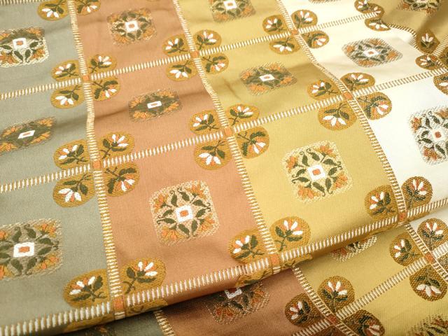 平和屋着物●九寸名古屋帯　竹屋町刺繍　格子花文　金糸　正絹　逸品　CABD5868hy