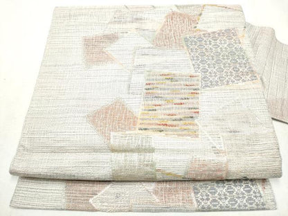 平和屋着物●本場筑前博多織 八寸名古屋帯 色紙重ね文 正絹 逸品 CABD5870hy