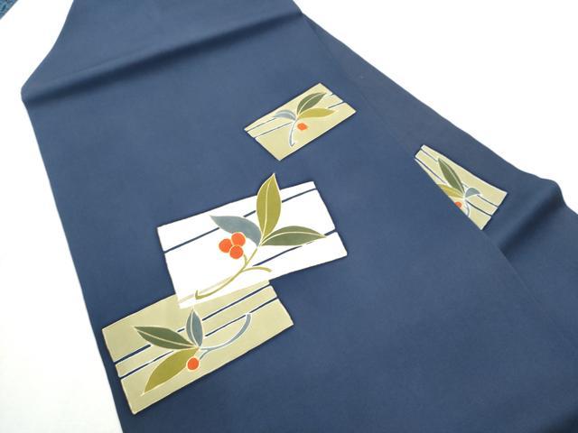 平和屋着物●塩瀬　九寸名古屋帯　駒刺繍　色紙枝葉文　金彩　正絹　逸品　CABD5871hy