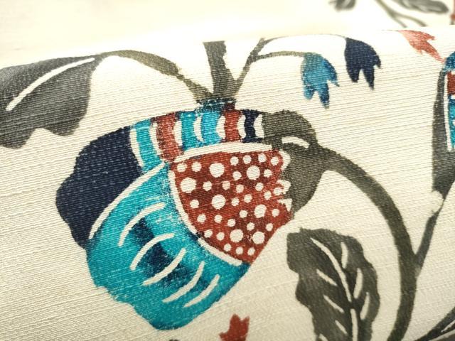 平和屋着物●九寸名古屋帯　作家物　紅型　紬地　枝花文　正絹　逸品　CABD5875hy