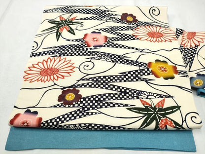 平和屋着物●九寸名古屋帯　紅型　紬地　草花文　正絹　逸品　CABD5876hy