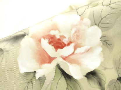 平和屋着物●塩瀬　九寸名古屋帯　作家物　手描き　枝花文　正絹　逸品　CABD5884hy