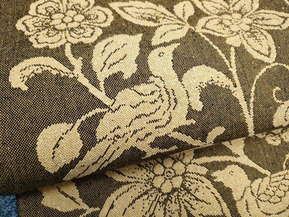 平和屋着物●八寸名古屋帯　紬地　休み鳥花唐草文　正絹　逸品　CABD5885hy