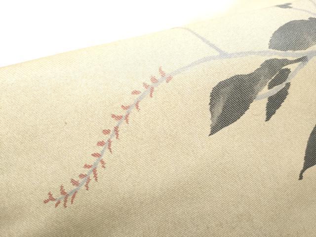 平和屋着物●西陣　九寸名古屋帯　作家物　枝花文　金銀彩　引箔　正絹　逸品　CABD5888hy