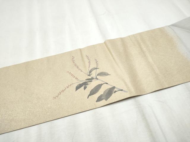平和屋着物●西陣　九寸名古屋帯　作家物　枝花文　金銀彩　引箔　正絹　逸品　CABD5888hy