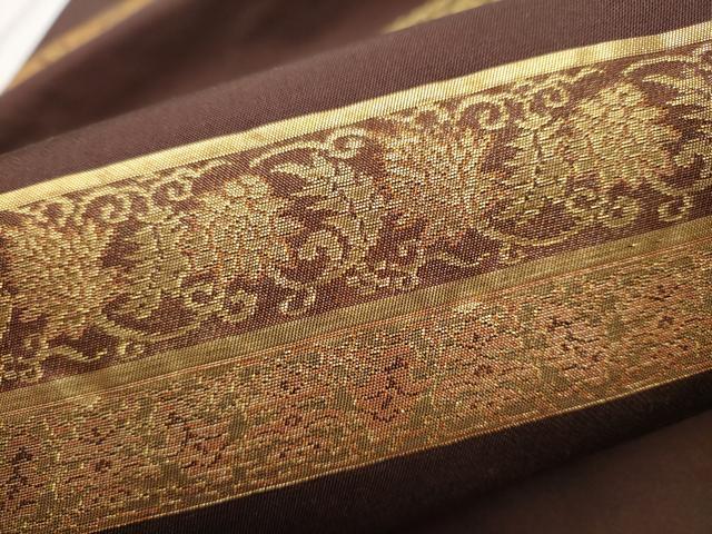 平和屋着物●九寸名古屋帯　横段花唐草文　金糸　正絹　逸品　CABD5890hy