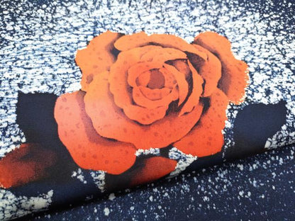 平和屋着物●塩瀬　九寸名古屋帯　手描き　ろうけつ染　薔薇　正絹　逸品　CABD5891hy