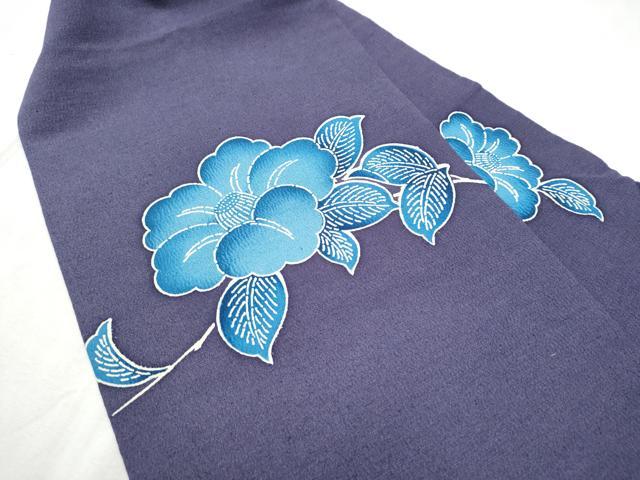 平和屋着物●九寸名古屋帯　型染め　椿　鬼しぼ縮緬　正絹　逸品　CABD5894hy