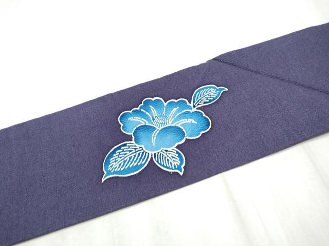 平和屋着物●九寸名古屋帯　型染め　椿　鬼しぼ縮緬　正絹　逸品　CABD5894hy