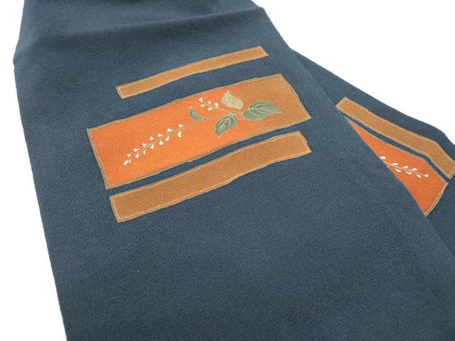 平和屋着物●九寸名古屋帯　枝葉文　鬼しぼ縮緬　正絹　逸品　CABD5896hy