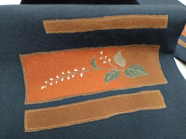 平和屋着物●九寸名古屋帯　枝葉文　鬼しぼ縮緬　正絹　逸品　CABD5896hy
