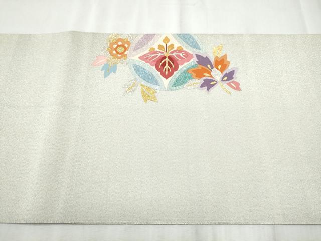 平和屋着物●爪掻き本綴れ　八寸名古屋帯　七宝花文　金銀糸　正絹　逸品　CABD5897hy