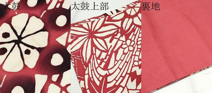 平和屋着物●塩瀬　全通柄　九寸名古屋帯　型染め　風景花文　正絹　逸品　CABD5898hy