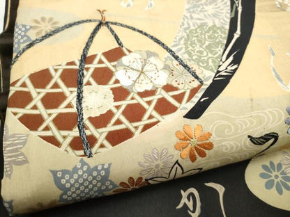平和屋着物●アンティーク　大正ロマン　全通柄袋帯　雪月花　正絹　逸品　CABD5904hy