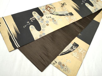平和屋着物●アンティーク　大正ロマン　全通柄袋帯　雪月花　正絹　逸品　CABD5904hy