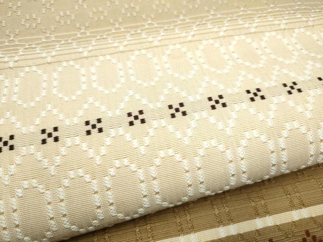 平和屋着物●全通柄袋帯　花織　横段文　正絹　逸品　CABD5906hy