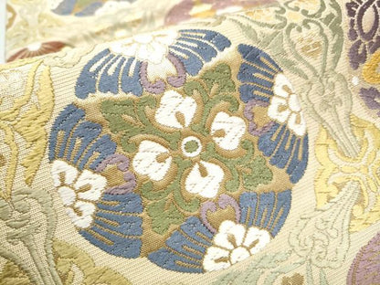 平和屋着物●六通柄袋帯　唐織　有織華文　金糸　正絹　逸品　CABD5907hy