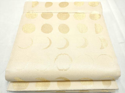 平和屋着物▽両面 太鼓柄 京袋帯 スリーシーズン 春夏秋 抽象文 満月 金銀糸 正絹 逸品 CABD5909hy