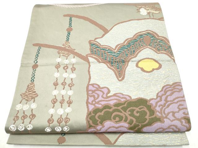 平和屋着物●世界的人形師　辻村寿三郎　ジュサブロー　六通柄袋帯　器物鳳凰文　金銀糸　正絹　逸品　CABD5910hy