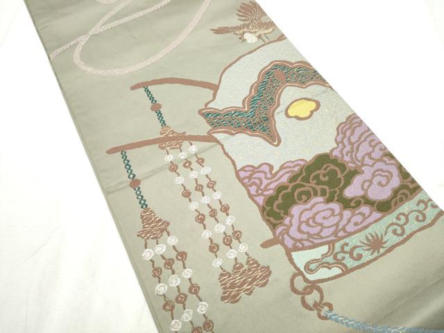 平和屋着物●世界的人形師　辻村寿三郎　ジュサブロー　六通柄袋帯　器物鳳凰文　金銀糸　正絹　逸品　CABD5910hy