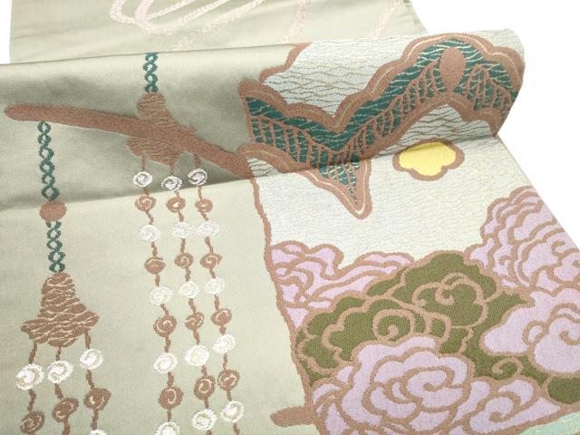 平和屋着物●世界的人形師　辻村寿三郎　ジュサブロー　六通柄袋帯　器物鳳凰文　金銀糸　正絹　逸品　CABD5910hy