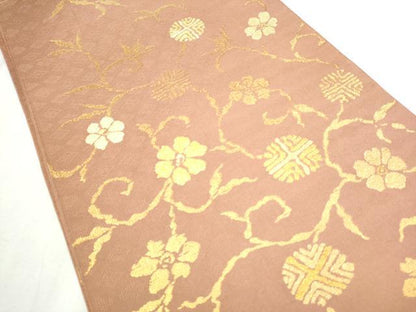 平和屋着物●全通柄　本袋帯　花唐草文　金糸　正絹　逸品　CABD5913hy