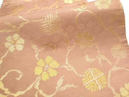 平和屋着物●全通柄　本袋帯　花唐草文　金糸　正絹　逸品　CABD5913hy