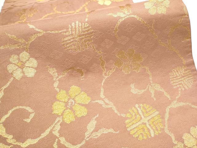 平和屋着物●全通柄　本袋帯　花唐草文　金糸　正絹　逸品　CABD5913hy