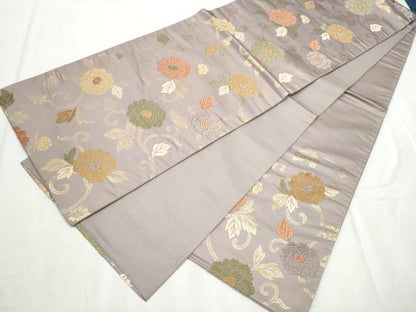 平和屋着物●六通柄　京袋帯　唐織　花唐草文　金糸　正絹　逸品　CABD5919hy