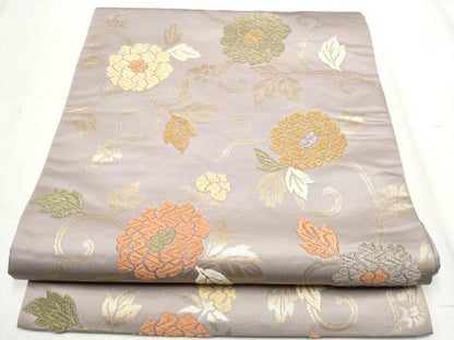 平和屋着物●六通柄　京袋帯　唐織　花唐草文　金糸　正絹　逸品　CABD5919hy