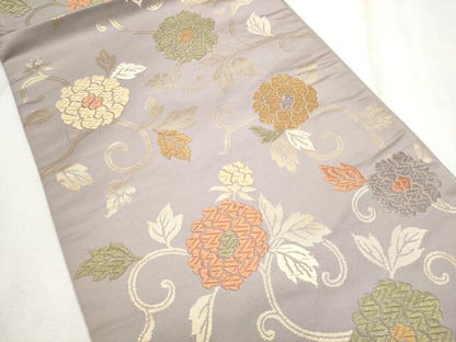 平和屋着物●六通柄　京袋帯　唐織　花唐草文　金糸　正絹　逸品　CABD5919hy