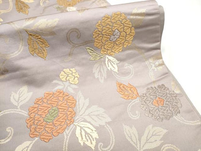 平和屋着物●六通柄　京袋帯　唐織　花唐草文　金糸　正絹　逸品　CABD5919hy
