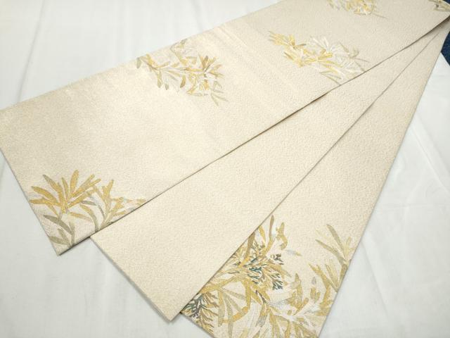 平和屋着物●六通柄袋帯　綴れ　枝葉丸文　金銀糸　正絹　逸品　CABD5920hy