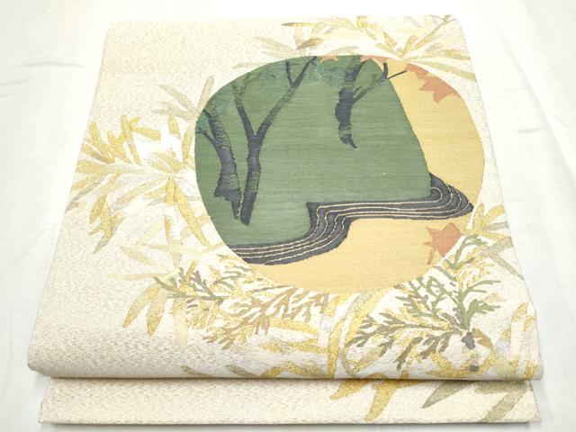 平和屋着物●六通柄袋帯　綴れ　枝葉丸文　金銀糸　正絹　逸品　CABD5920hy