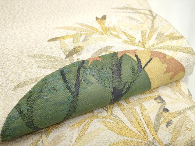 平和屋着物●六通柄袋帯　綴れ　枝葉丸文　金銀糸　正絹　逸品　CABD5920hy