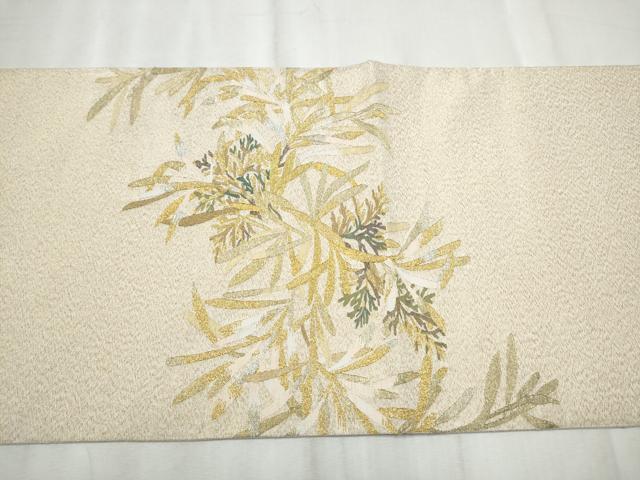 平和屋着物●六通柄袋帯　綴れ　枝葉丸文　金銀糸　正絹　逸品　CABD5920hy