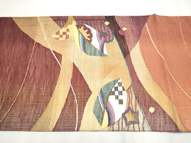 平和屋着物▽太鼓柄袋帯 スリーシーズン 春夏秋 櫛織 幾何学文様 金糸 正絹 逸品 CABD5921hy